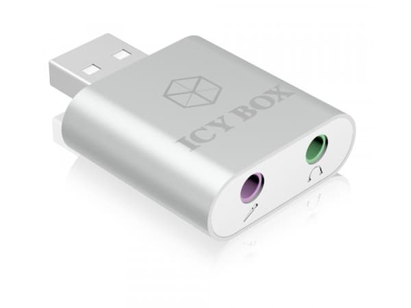 ICY BOX Adapter USB2.0 -&gt; Hörlurar ICY BOX IB-AC527,-&gt;Hörlurar/Mikrofon.