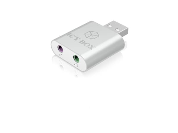 ICY BOX Adapter USB2.0 -&gt; Hörlurar ICY BOX IB-AC527,-&gt;Hörlurar/Mikrofon.