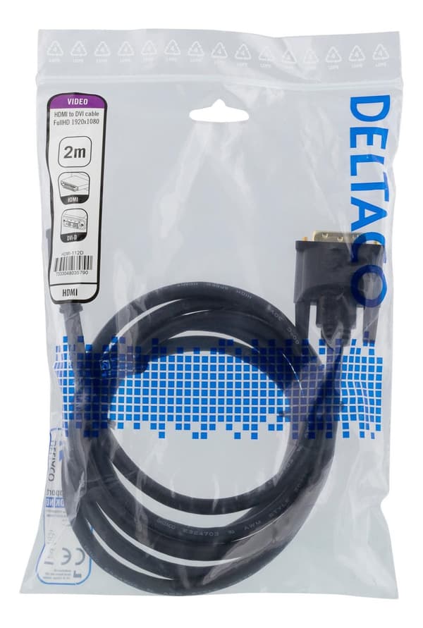 HDMI to DVI cable, 2m, Full HD, black