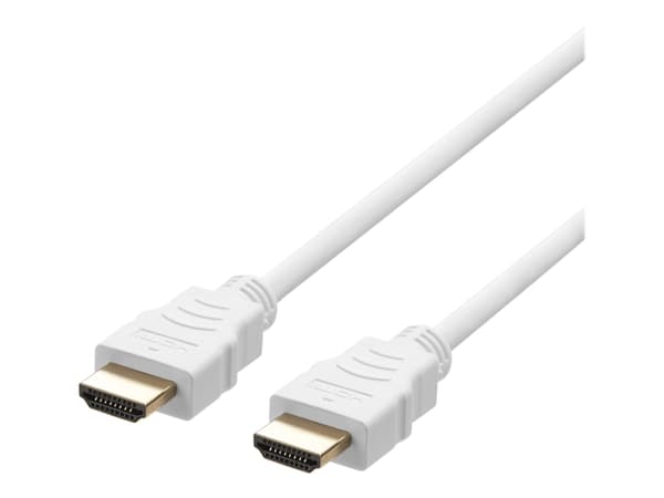 DELTACO HU-20A - Ultra High Speed - HDMI-kabel - HDMI hann til HDMI hann - 2 m - hvit - 4K 120 Hz støtte, 8K 60Hz støtte