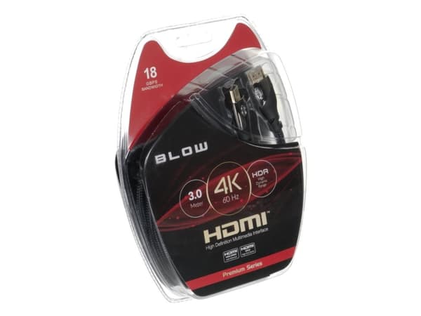 Blow Premium - HDMI-kabel med Ethernet - HDMI hann til HDMI hann - 3 m - svart - 4K-støtte
