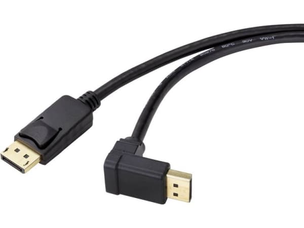 Renkforce DisplayPort Tilslutningskabel DisplayPort-stik, DisplayPort-stik 1.50 m Sort SP-9163732 forgyldte stik Displayport-kabel