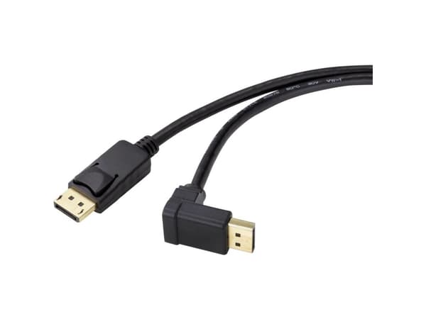 Renkforce DisplayPort Tilslutningskabel DisplayPort-stik, DisplayPort-stik 1.50 m Sort SP-9163732 forgyldte stik Displayport-kabel