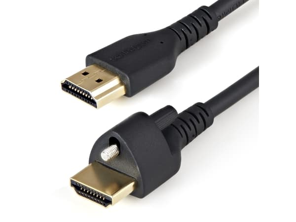 StarTech.com 1m (3ft) HDMI Cable with Locking Screw, 4K 60Hz HDR 10, High Speed HDMI 2.0 Monitor Cable with Locking Screw Connector for Secure Connec