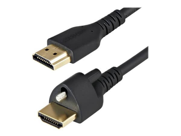 StarTech.com 1m (3ft) HDMI Cable with Locking Screw, 4K 60Hz HDR 10, High Speed HDMI 2.0 Monitor Cable with Locking Screw Connector for Secure Connec