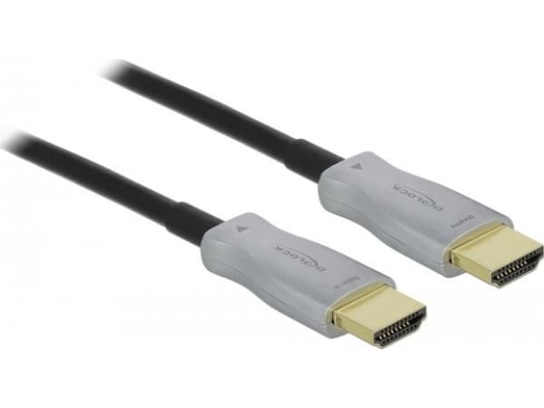 Delock - High Speed - HDMI-kabel - HDMI hann til HDMI hann - 15 m - fiberoptisk - svart - 4K-støtte, Active Optical Cable (AOC)