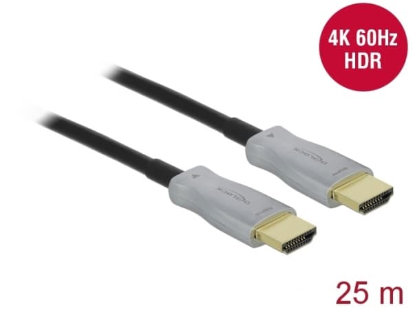 DeLOCK 85016, 25 m, HDMI-tyyppi A (vakio), HDMI-tyyppi A (vakio), 18 Gbit/s, Musta