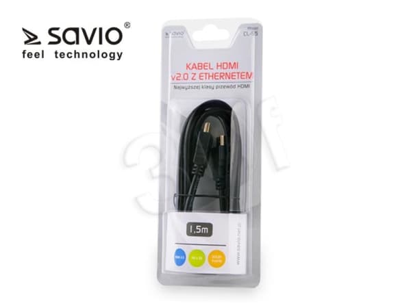 SAVIO CL-95 - HDMI-kabel med Ethernet - HDMI hann til HDMI hann - 1.5 m - svart - 4K-støtte