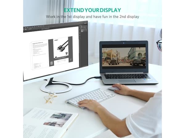 Ugreen 10203, 3 m, DisplayPort, HDMI, Hankjønn, Hankjønn, Rett