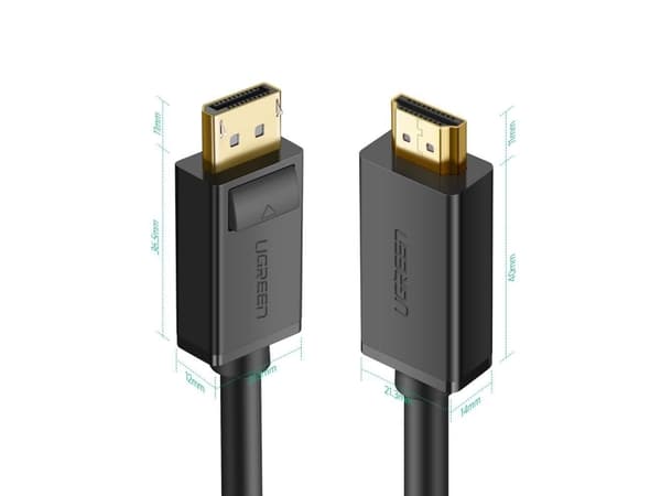 Ugreen 10203, 3 m, DisplayPort, HDMI, Hankjønn, Hankjønn, Rett