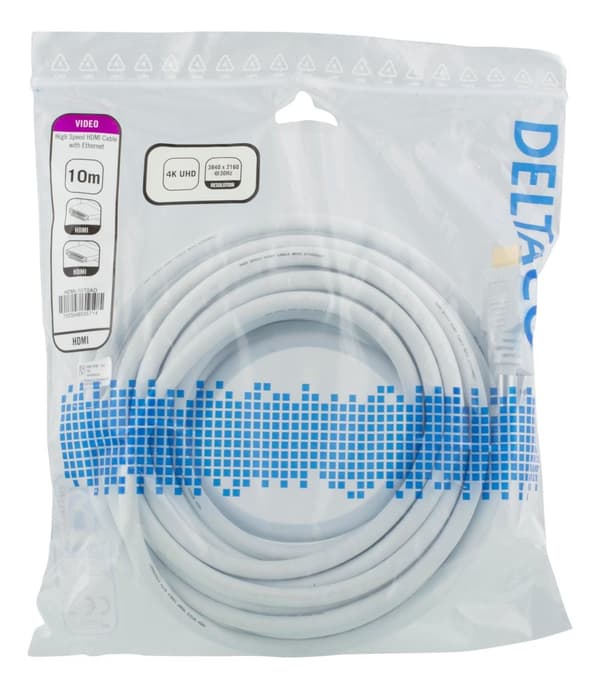 High-Speed HDMI cable, 10m, Ethernet, 4K UHD, white