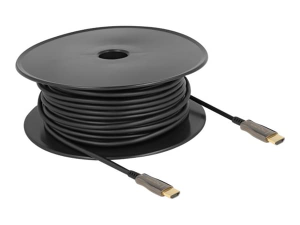 Delock - High Speed - HDMI-kabel - HDMI hann til HDMI hann - 30 m - svart - Active Optical Cable (AOC), 8 K 60 Hz (7680 x 4320) støtte