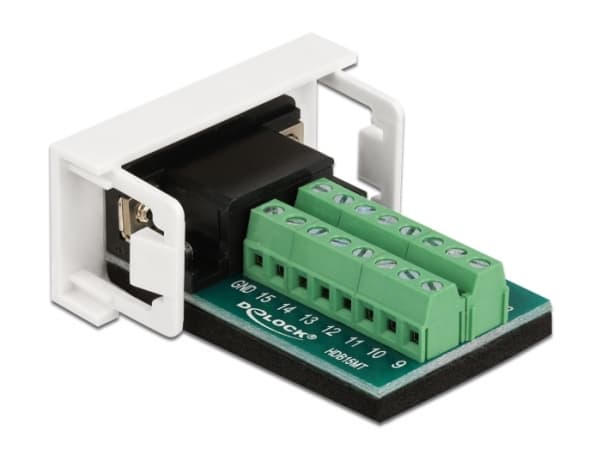 Delock - Modulkontaktplatta med insnäppsfästen - VGA - vit, RAL 9003