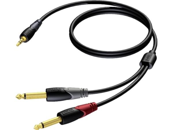 Adapter AV Procab PROCAB CLA713/1.5 3.5 mm Jack male stereo - 2 x 6.3 mm Jack male mono 1.5 meter