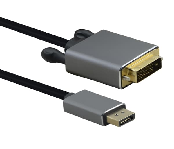 Helos liitäntäkaapeli, DisplayPort pistoke/DVI pistoke, PREMIUM, 2.0m, musta