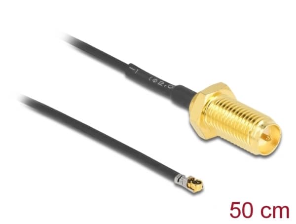 Delock - Antennekabel - MHF 4L LK (P) til RP-SMA (R) - 50 cm - 1.37 mm - koaksial - svart