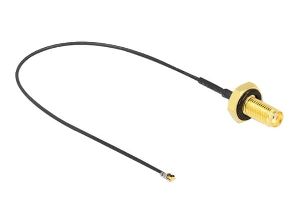 Delock - Antennekabel - SMA (hunn) skott til MHF 4L LK (hann) - 20 cm - 1.37 mm - koaksial - grå, svart