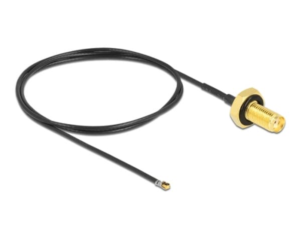 Delock - Antennekabel - SMA (hunn) skott til MHF 4L LK (hann) - 50 cm - 1.37 mm - koaksial - grå, svart