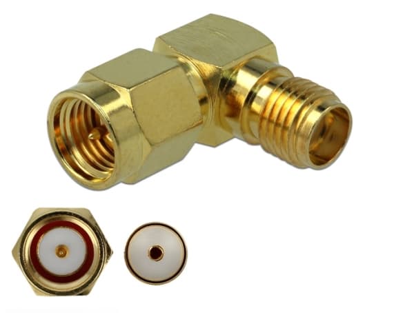 Delock - Antenneadapter - SMA (R) vinklet til SMA (P) rett