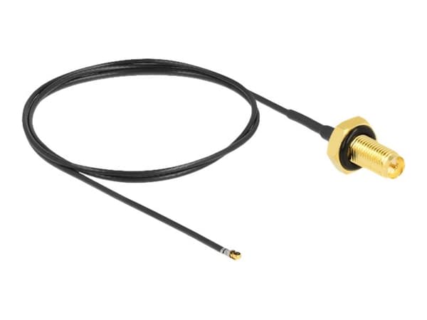 Delock - Antennekabel - RP-SMA (hunn) skott til MHF 4L LK (hann) - 50 cm - 1.37 mm - koaksial - grå, svart