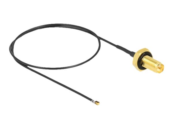 Delock - Antennekabel - RP-SMA (hunn) skott til MHF 4L LK (hann) - 35 cm - 1.37 mm - koaksial - grå, svart