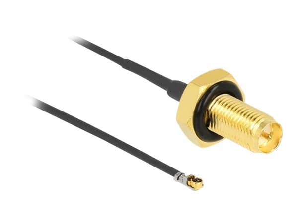 Delock - Antennekabel - RP-SMA (hunn) skott til MHF 4L LK (hann) - 35 cm - 1.37 mm - koaksial - grå, svart