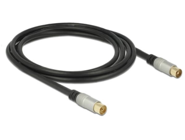Delock Premium - Antenneforlengelseskabel - IEC-kobling hunn til IEC-kobling hann - 2 m - firedobbelt-skjermet koaksial - 120 dB - svart