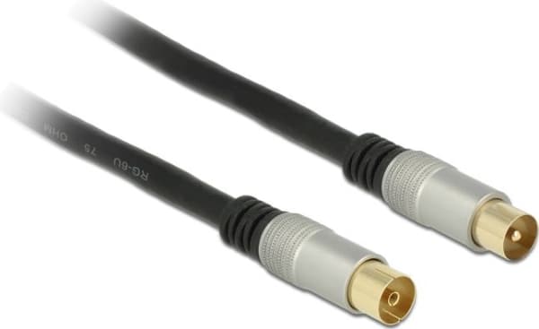 Delock Premium - Antenneforlengelseskabel - IEC-kobling hunn til IEC-kobling hann - 2 m - firedobbelt-skjermet koaksial - 120 dB - svart