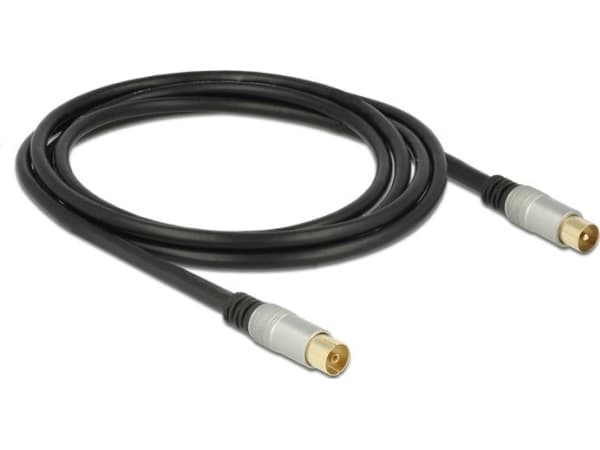 Delock Premium - Antenneforlengelseskabel - IEC-kobling hunn til IEC-kobling hann - 2 m - firedobbelt-skjermet koaksial - 120 dB - svart