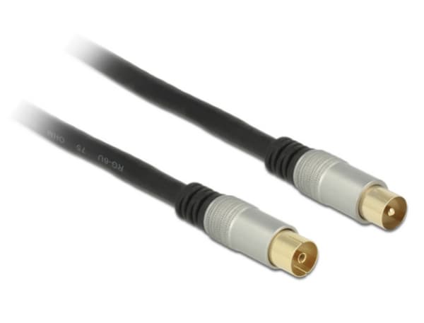 Delock Premium - Antenneforlengelseskabel - IEC-kobling hunn til IEC-kobling hann - 2 m - firedobbelt-skjermet koaksial - 120 dB - svart