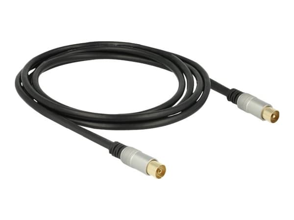 Delock Premium - Antenneforlengelseskabel - IEC-kobling hunn til IEC-kobling hann - 2 m - firedobbelt-skjermet koaksial - 120 dB - svart