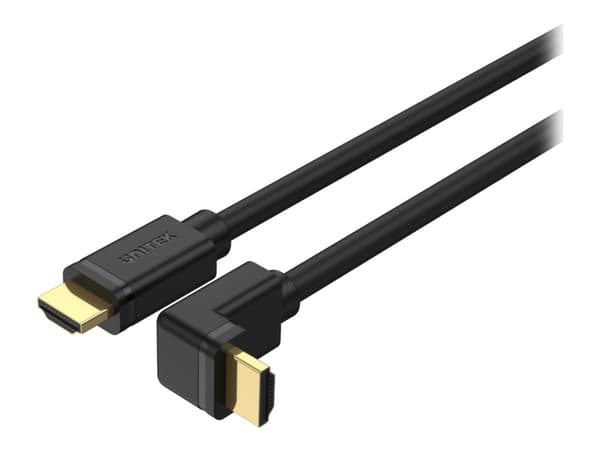 Unitek - High Speed - HDMI-kabel med Ethernet - HDMI hann rett til HDMI hann høyrevinklet - 2 m - trippel beskyttelse - svart - 4K 60Hz støtte