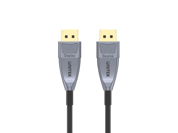Unitek - DisplayPort-kabel - DisplayPort (hann) til DisplayPort (hann) - 30 m - 4K 120 Hz støtte, 8K 60Hz støtte - romgrå