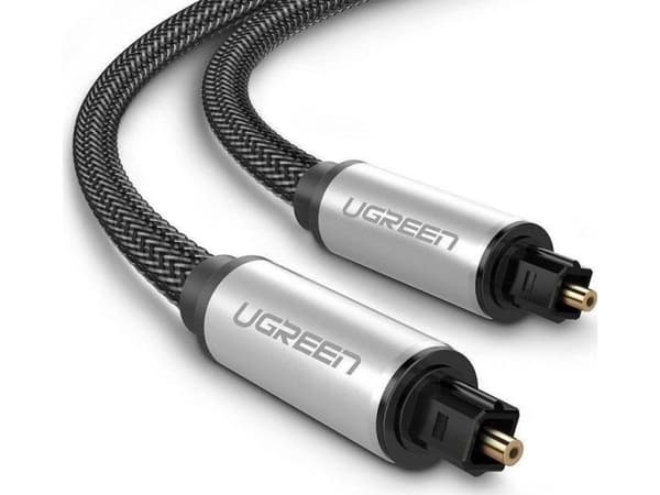 UGREEN AV108 Optisk Toslink-ljudkabel, flätad aluminium, 1,5 m (grå)