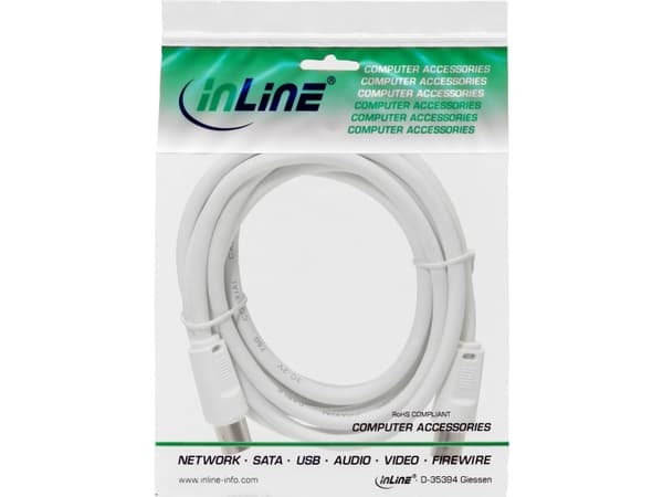 På linje? Antennekabel, 2x skjermet, >75dB, hvit, 1m (69401)