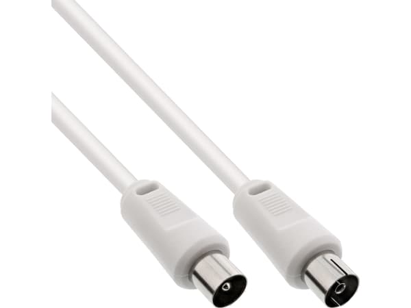 På linje? Antennekabel, 2x skjermet, >75dB, hvit, 1m (69401)