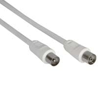 På linje? Antennekabel, 2x skjermet, >75dB, hvit, 1m (69401)