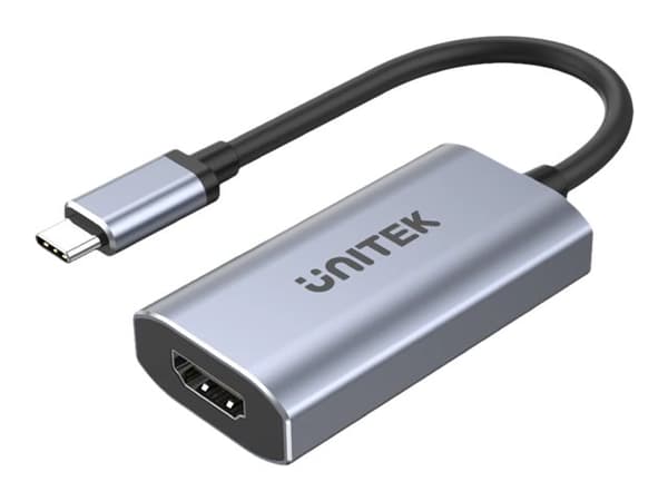 Unitek V1414A - Videoadapteri - 24 pin USB-C han til HDMI hun - 15 cm - avaruusharmaa - 8K60 Hz tuki