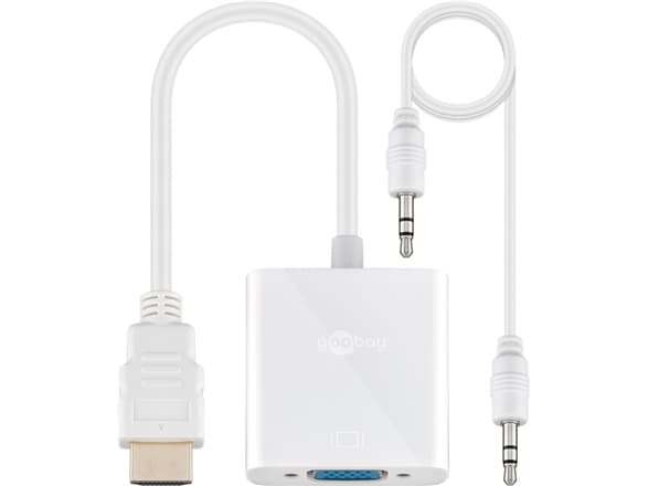 goobay - Video/audio-adapter - HDMI hann til HD-15 (VGA), mini-phone stereo 3.5 mm hunn - 2.5 cm - hvit