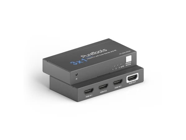 PureTools PT-SW-HD3A, HDMI, Svart, 60 hz, 18 Gbit/s, IR, 4K Ultra HD