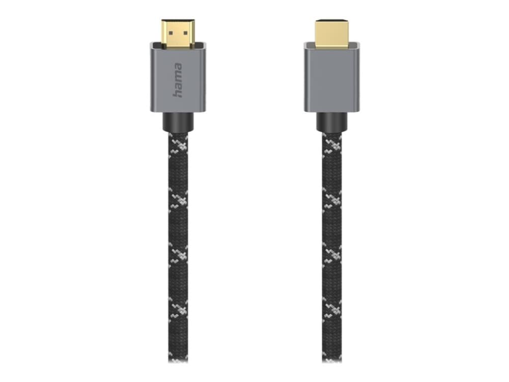 Hama Prime Line - Ultra High Speed - HDMI-kabel med Ethernet - HDMI hane till HDMI hane - 2 m - dubbelt skärmad - gråsvart - 8K UHD-stöd (7680 x 4320