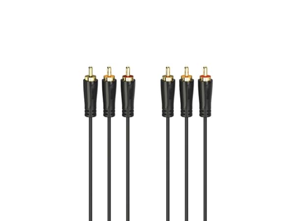 Hama 00205150, 3 x RCA, Hankjønn, 3 x RCA, Hankjønn, 1,5 m, Sort