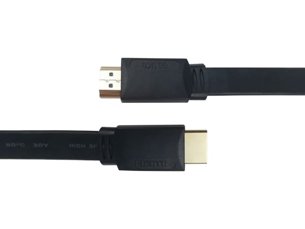 DELTACO - Hög hastighet - HDMI-kabel med Ethernet - HDMI hane till HDMI hane - 5 m - svart - platt, 4K30 Hz (3840 x 2160) stöd