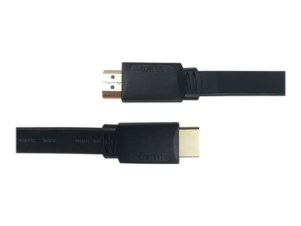DELTACO - Hög hastighet - HDMI-kabel med Ethernet - HDMI hane till HDMI hane - 5 m - svart - platt, 4K30 Hz (3840 x 2160) stöd
