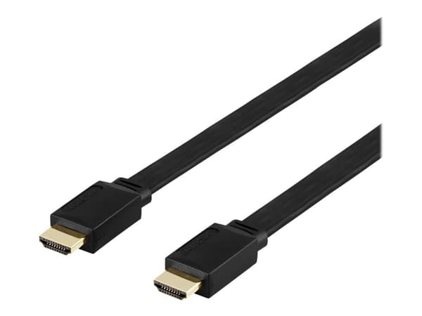 DELTACO - Hög hastighet - HDMI-kabel med Ethernet - HDMI hane till HDMI hane - 5 m - svart - platt, 4K30 Hz (3840 x 2160) stöd