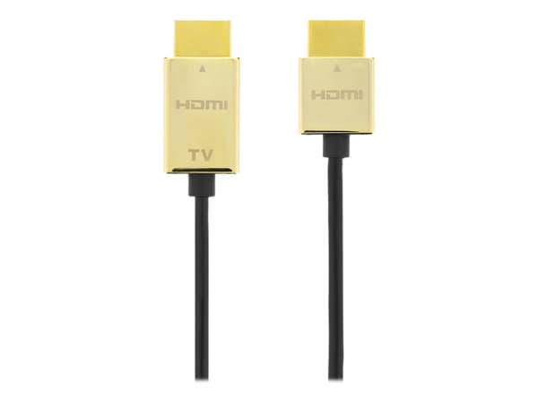 DELTACO - High Speed - HDMI-kabel med Ethernet - HDMI hann til 19 pin micro HDMI Type D hann - 3 m - svart - 4K 30Hz støtte, ultratynn