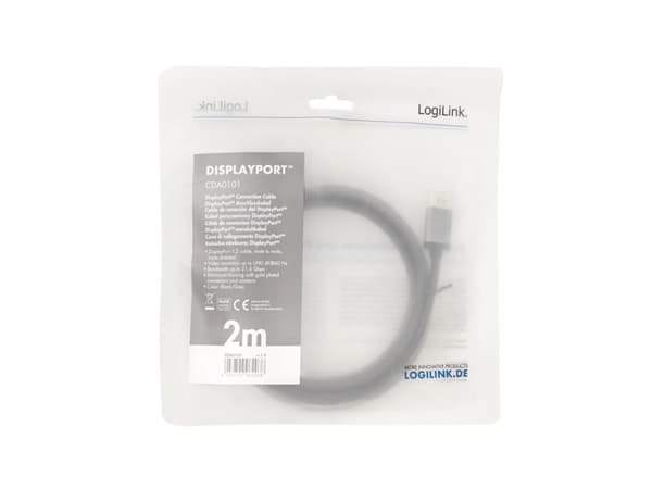 LogiLink CDA0101, 2 m, DisplayPort, DisplayPort, Hankjønn, Hankjønn, 3840 x 2400 piksler