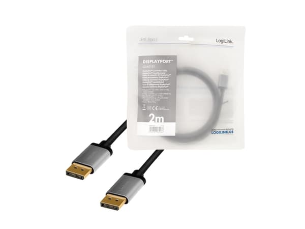LogiLink CDA0101, 2 m, DisplayPort, DisplayPort, Hankjønn, Hankjønn, 3840 x 2400 piksler