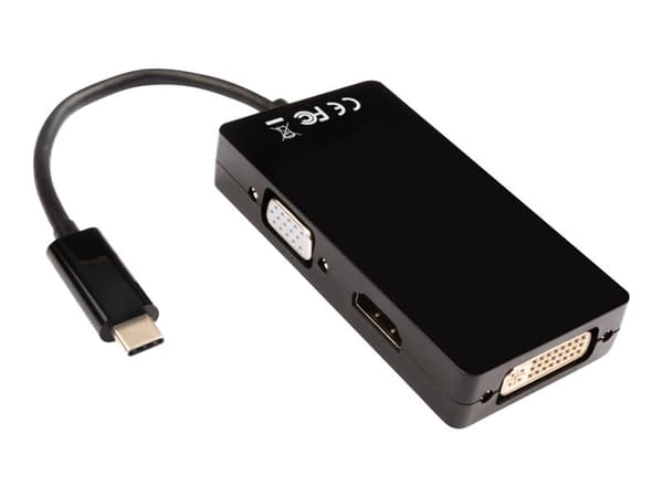 V7 - Videokort - 24 pin USB-C hane till HD-15 (VGA), HDMI, DVI hona - svart - stöd för 4K