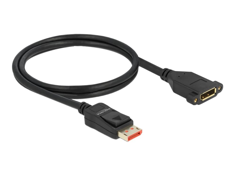 Delock - DisplayPort-förlängningskabel - DisplayPort (hane) spärrad till DisplayPort (hona) kan monteras på panel - DisplayPort 1.4 - 1 m - 8K60 Hz (